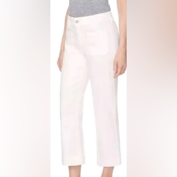 Buffalo David Bitton Denim - Buffalo David Bitton Brigette White High Rise Crop Wide-Leg Stretch Jeans 12 32